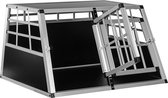 Autobench voor hond - Hondenbench auto - Autobench - Transportbox - Hondentransportbox - Autokennel - 2- deurs - Achterwand 90° - 11.3 kg - Aluminium - MDF - Zwart - Zilver - 89 × 69 × 50 cm