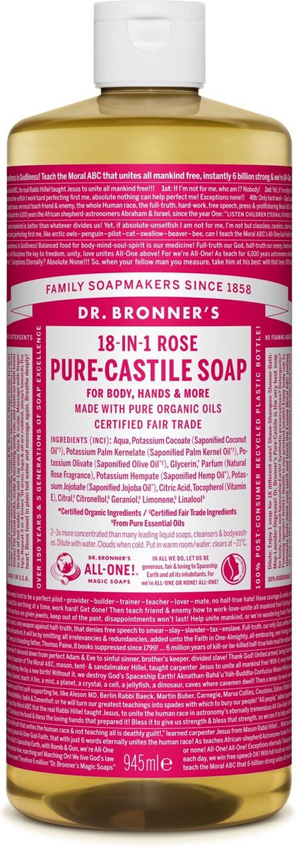 Dr Bronners Liquid Soap Roos 945ml