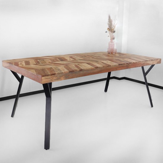 Eettafel Hongaarse punt Danae 200x100cm acaciahout tafel rechthoekig