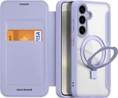 Dux Ducis - Telefoonhoesje geschikt voor Samsung Galaxy S24 - Hoesje geschikt voor Magsafe Magneet - Met Ringhouder - Skin X Pro Book Case Series - Paars