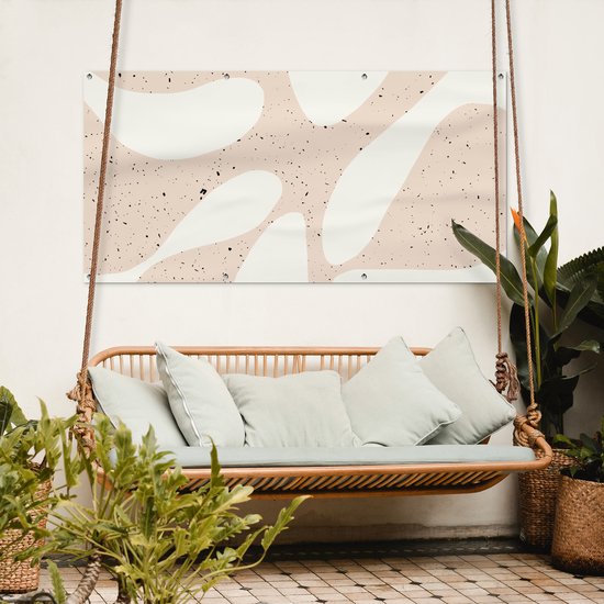 Décoration murale d'extérieur Plantes - Abstrait - Rose - Pastel - 160x80 cm - Toile de jardin - Poster extérieur