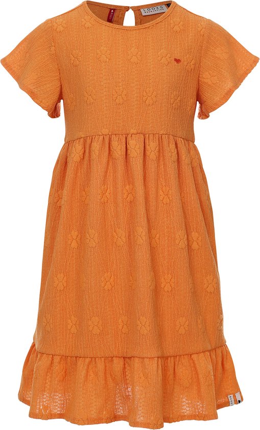 LOOXS Little 2411-7809-533 Robe Filles - Taille 134 - Oranje en 98% poly 2% élasthanne