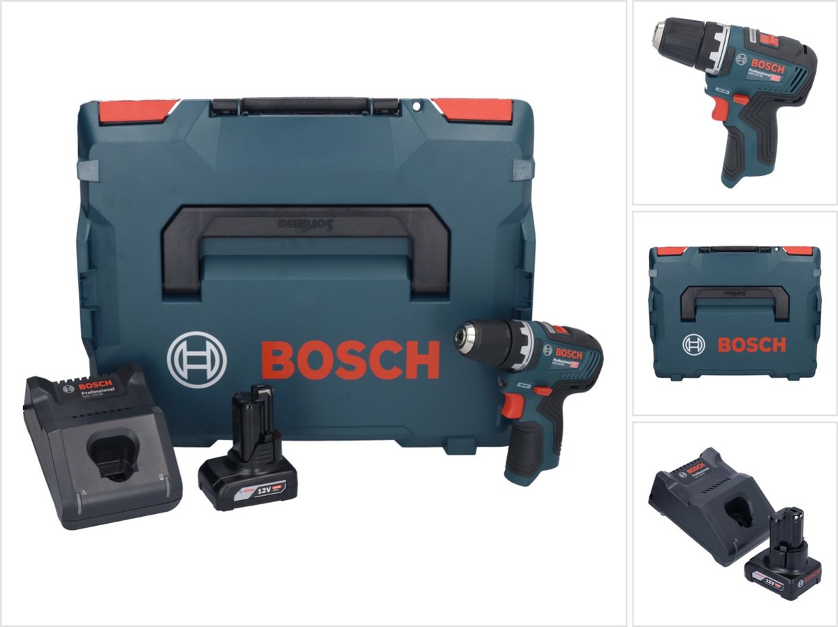 Bosch GSR 12V-35 Professionele accuboormachine 12 V 35 Nm borstelloos + 1x oplaadbare accu 6.0 Ah + lader + L-Boxx