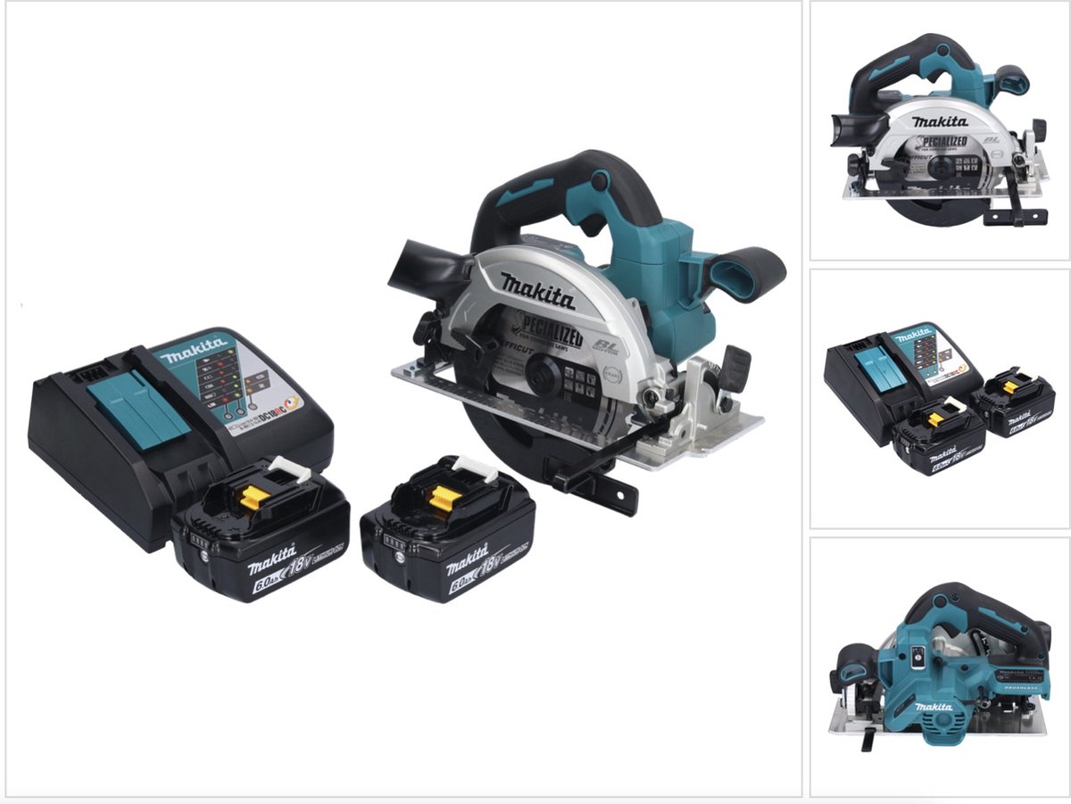 Makita DHS 661 RG accu-handcirkelzaag 18 V 165 mm borstelloos + 2x accu 6,0 Ah + oplader