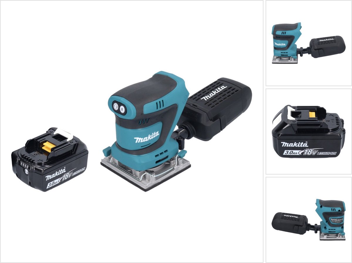 Makita DBO 484 F1 accu vlakschuurmachine 18 V 112 x 102 mm + 1x accu 3.0 Ah zonder lader