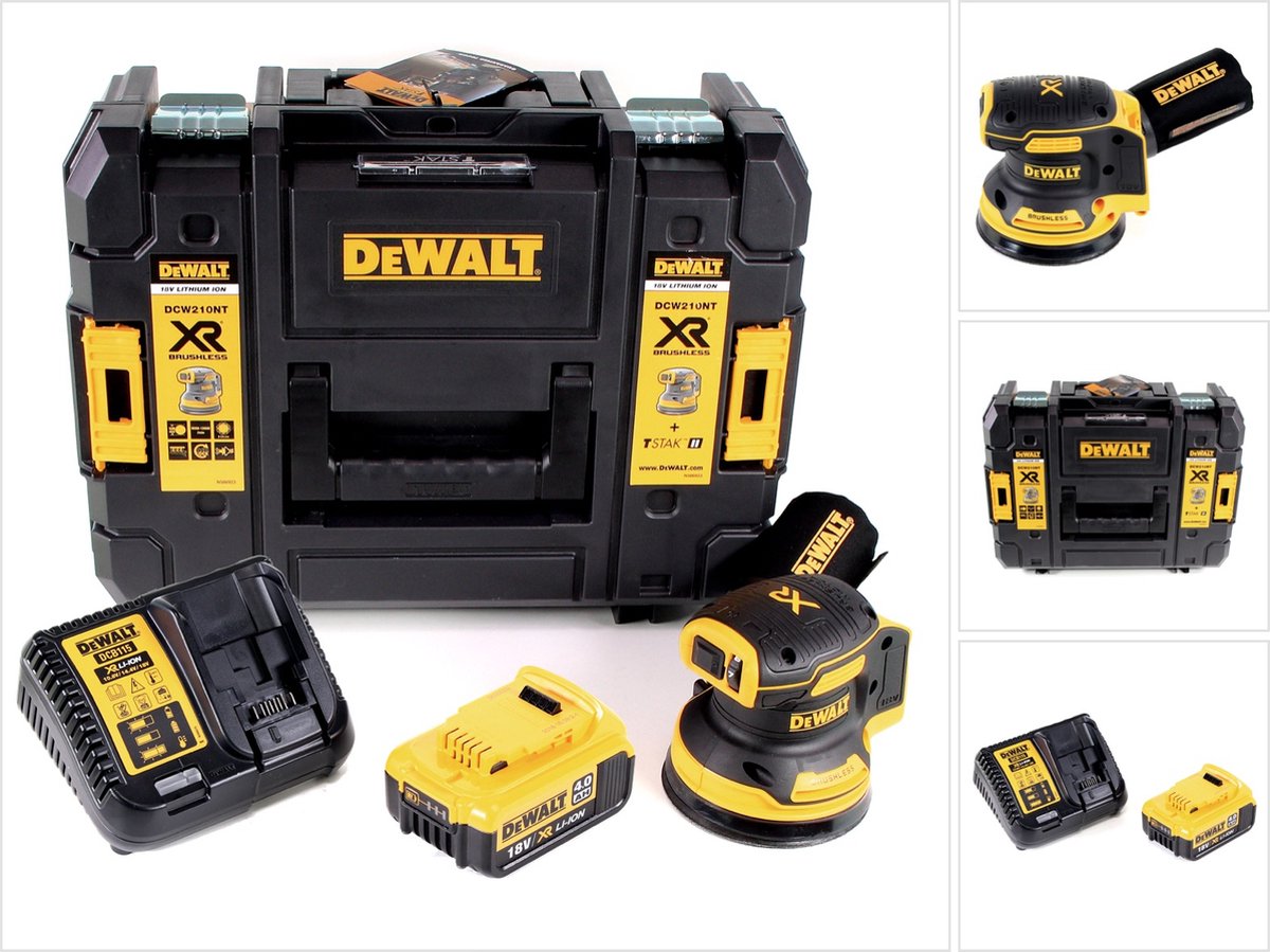 DeWalt DCW 210 M1 accu excentrische schuurmachine borstelloos 18 V 12.000 tpm 125 mm + 1x accu 4,0 Ah + 1x snellader in TSTAK