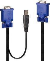 LINDY KVM Adapter [1x VGA - 1x VGA, USB-A] 3.00 m Zwart, Blauw