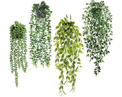 4 stuks kunsthangplanten in pot, kunstplanten, hangende kunstplanten, 65 cm, kunst hangplant kunst zoals echte wijnstok groene plant plastic planten decoratie voor buiten, tuin, kamer, muur 4 stuks kunsthangplanten in pot, kunstplanten, hangende kunstplanten, 65 cm, kunst hangplant kunst zoals echte wijnstok groene plant plastic planten decoratie voor buiten, tuin, kamer, muur