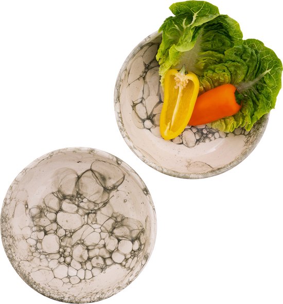 Bowls and Dishes Plat en Poterie Espuma | bol | Plat à tapas | Klein bol | Services de table Bol | Accessoire pour la maison 15 centimètres Ø - Vert - lot de 2 pcs - Astuce cadeau !