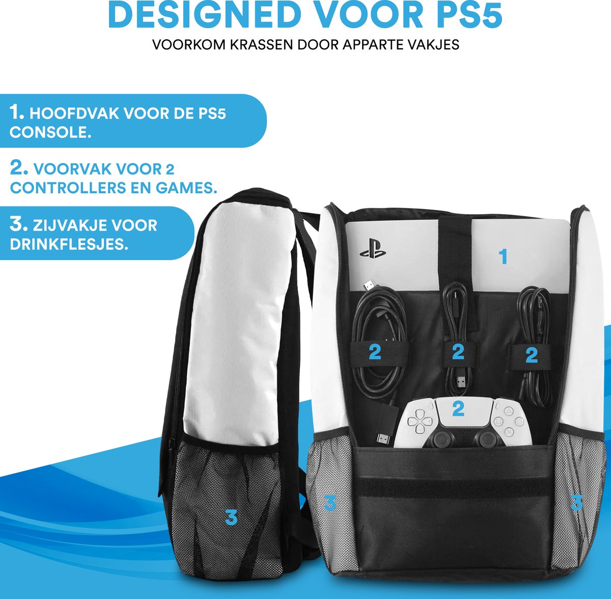 SBVR M1 - PS5 Tas - Voor PlayStation 5 met accessoires - Digitale & Disc versie - Koffer - Opbergtas - Rugzak - Zwart thumbnail 2