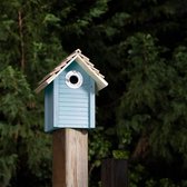 vogelhuisje van echt hout - Nestkastje om op te hangen - Decoratief houten vogelvoederhuisje voor tuinvogels - Blauw