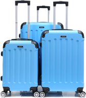 Kofferset Traveleo Babij - 3-delig- met cijferslot - Complete Set - Koffer - Handbagage 35L + 65L en 90L Ruimbagage - ABS01 - Skyblue