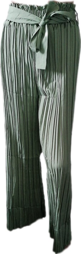Pantalons - Pantalons d'été - Pantalons de Yoga - Pantalons de plage - Femme - Jambe large - Plissé - Comfort - Bande élastique - Vert - Taille 48 à 52