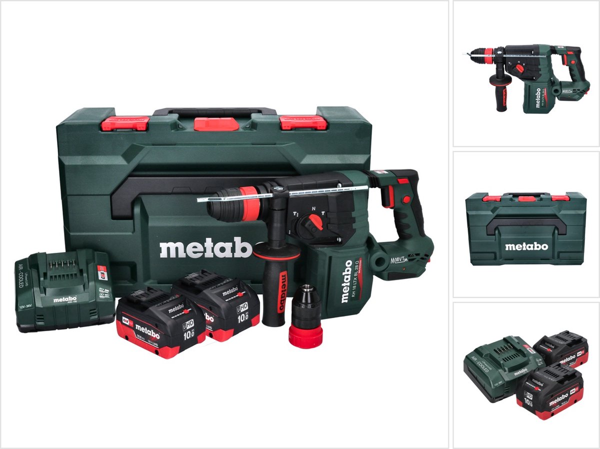 Metabo KH 18 LTX BL 28 Q accu-boorhamer 18 V 3 J SDS plus Brushless + 2x accu 10,0 Ah + oplader + metaBOX