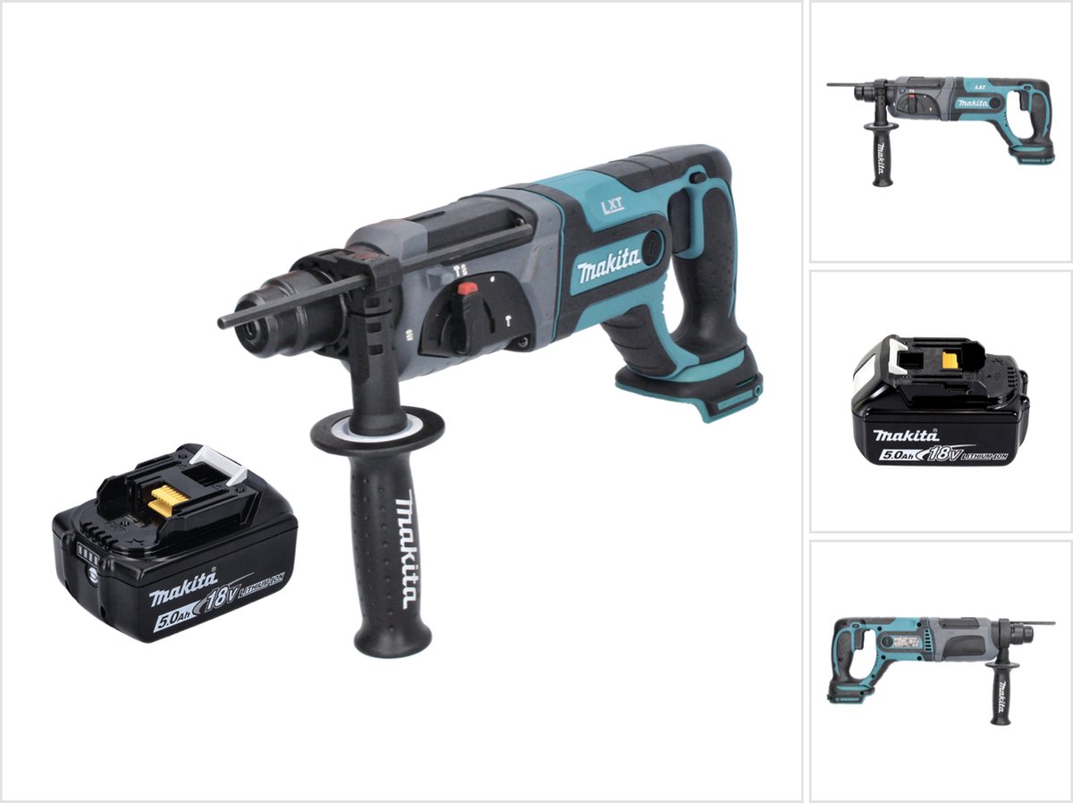 Makita DHR 241 T1 accu boormachine 18 V 2.0 J SDS plus + 1x oplaadbare accu 5.0 Ah - zonder oplader