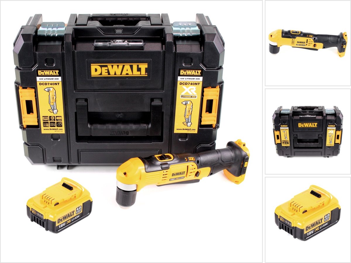 Dewalt DCD 740 NT accu-haakse boormachine 18V 33Nm + 1x 4,0Ah accu + TSTAK - zonder oplader