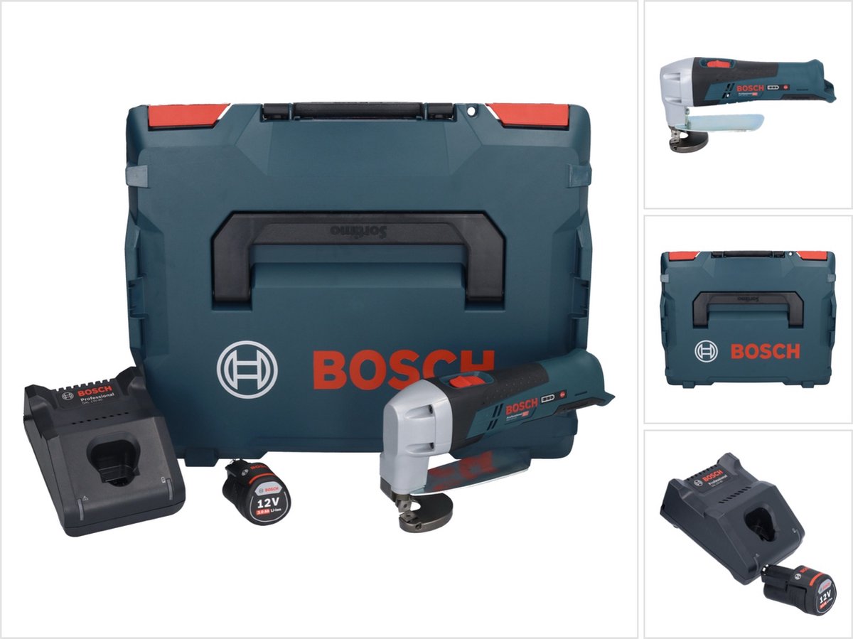 Bosch GSC 12V-13 Professional accu-plaatschaar 12 V + 1x accu 3,0 Ah + oplader + L-Boxx