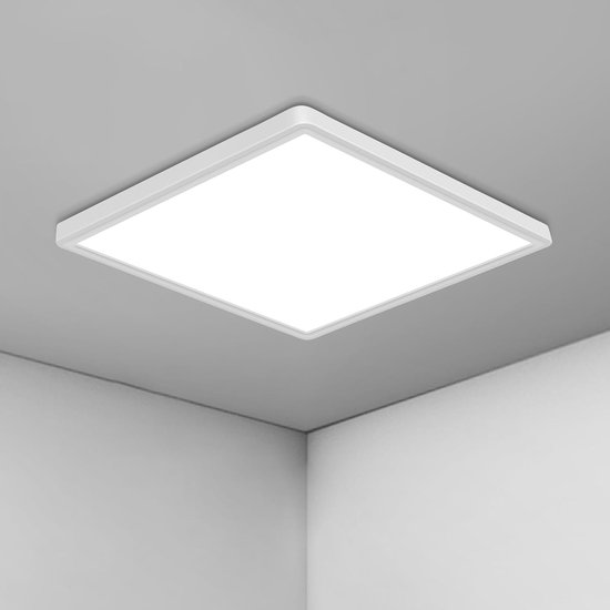 Goeco Plafondlamp - 30cm - LED - 36W - Ultradunne Vierkante Plafondlamp - IP44 - 3240LM - 6500K - Koel Wit Licht