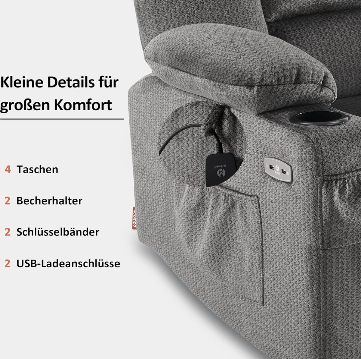 Afbeelding 2 van Mara Luxe Massagestoel Elektrisch Verstelbaar Grijs