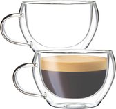 160ML espressokopjes, glazen koffiekopjes, dubbelwandige koffieglazen, thermisch geïsoleerd
