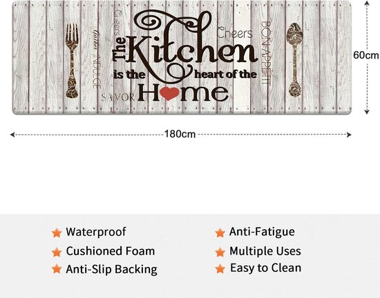 keukenloper keukenmat antislip waterdicht onderhoudsvriendelijk 60x180, PVC anti-vermoeidheid keukentapijt (keuken thuis)