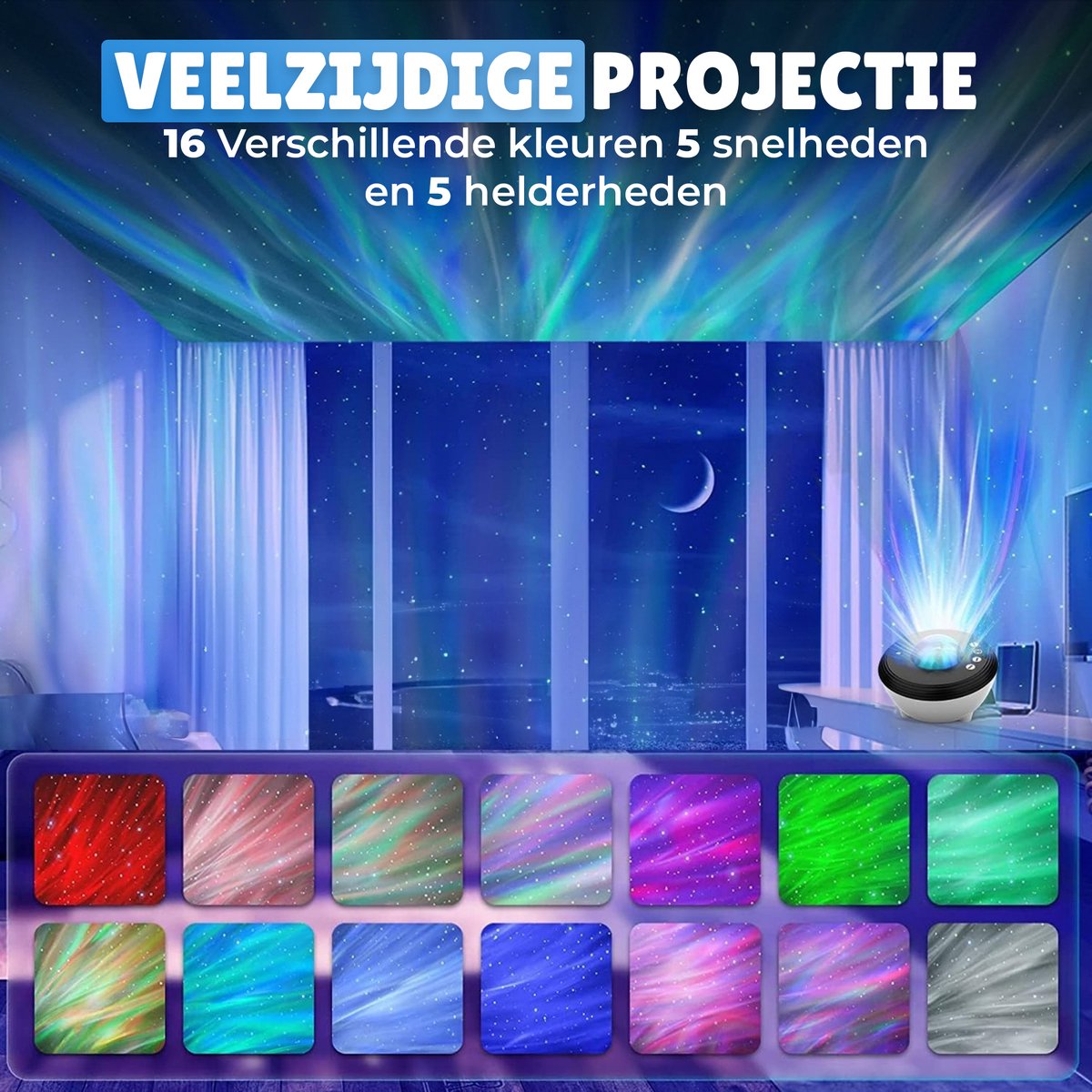 EITIKA Sterren Projector Nachtlamp - Met Smartphone App - sterrenhemel projector - sterrenprojector - galaxy projector - Wit/Zwart – foto 4
