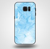 Smartphonica Telefoonhoesje voor Samsung Galaxy S7 met marmer opdruk - TPU backcover case marble design - Lichtblauw / Back Cover geschikt voor Samsung Galaxy S7