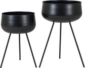 House Nordic Ardola bloempotten op poten - set van 2 - zwart staal - H 46 en 56cm