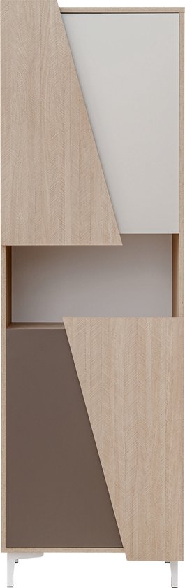 Laag Hoog met Planken - Viste V02 - Wit - Hout - Truffel - 60 cm