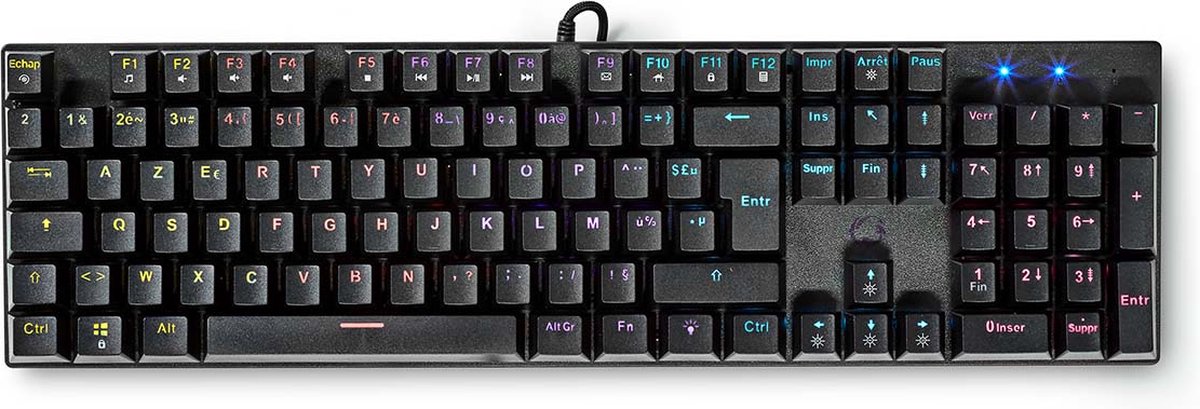 Nedis Bedraad Gaming Toetsenbord - USB Type-A - Mechanische Toetsen - LED - AZERTY - Frans - USB Gevoed - Lengte stroomkabel: 1.50 m - Gaming