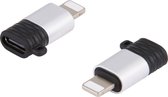 Adaptateur USB-C vers Lightning - Design en aluminium - Convertisseur USB C (femelle) vers Apple Lightning (Male) Phreeze™ - Prend en charge une charge rapide de 2,4 A et un transfert de données de 480 Mbps - Avec porte-clés - Argent