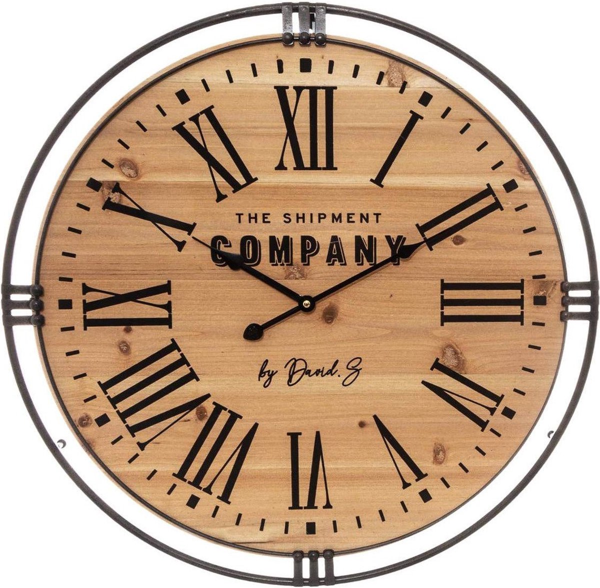 Retrodesign klok - MDF en metaal - Ø58cm