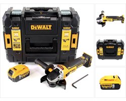 DeWalt DCG 405 NT accu haakse slijper 18V 125 mm borstelloos + 1x accu 5,0 Ah + TSTAK - zonder oplader