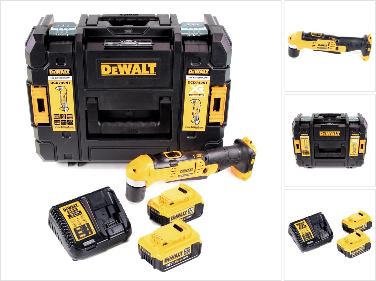 Dewalt DCD 740 M2 accu-haakse boormachine + 2x 4,0 Ah accu + snellader + TSTAK