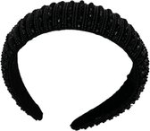 Diadeem - haarband met kralen - zwart (breed)- glimmers