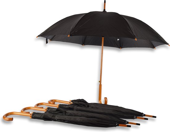 Set van 5 Sterke Zwarte Paraplu's - Automatisch & Opvouwbaar – 102cm - Voor Volwassenen - Elegant en Functioneel