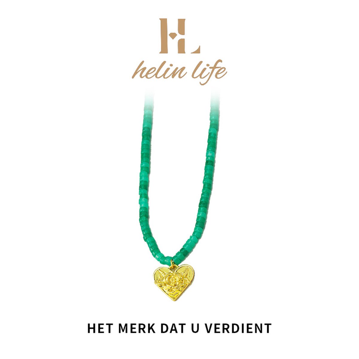 Helin life Dames ketting - Layerkettingen-Natuurlijke groene stenen kralenkettin-Geschenkdoos-cadeau voor moeder en geliefde