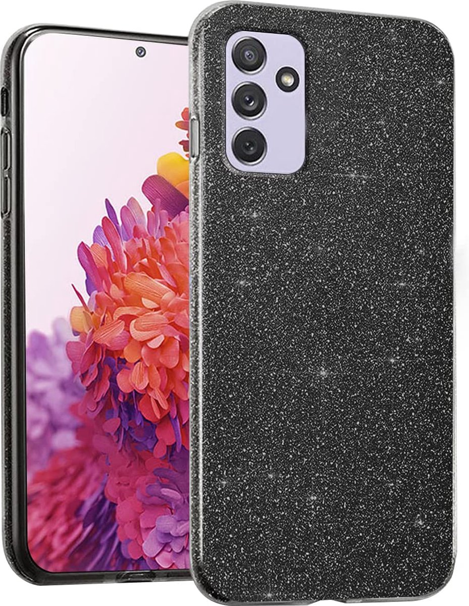 Casemania Hoesje Geschikt voor Samsung Galaxy A55 - Zwart - Glitter Back Cover