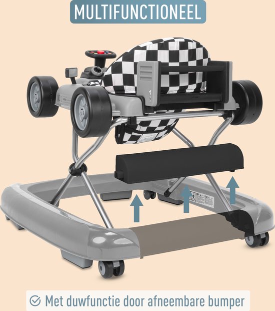 ib style® Loopstoel Babywalker - Baby Loopwagen - Looptrainer - 2-in-1 Racer - Hoogte verstelbaar - Met Geluidseffecten - Little Speedster - Grijs van ib style® — afbeelding 3