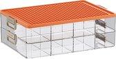 Opbergbox voor Lego & Knutselspullen - opbergdozen met deksel - Stapelbaar - Oranje