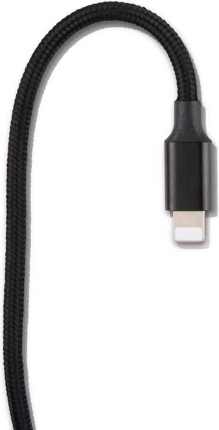 Korte USB Kabel - Geschikt voor Apple CarPlay, iPhone - Oplader Kabel - Gevlochten Nylon - 30 CM - 2.4A Snelladen - Datakabel - Phreeze