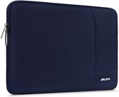 Laptop Hoes Tas Compatibel met 15inch, Polyester Verticaal Case Cover met Zak, marine blauw