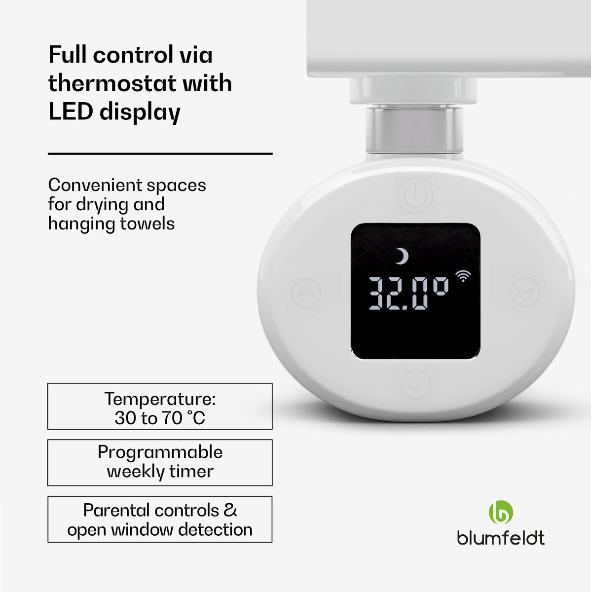 Blumfeldt Fairmont Smart Radiator - 800 W - App Bediening - Wit