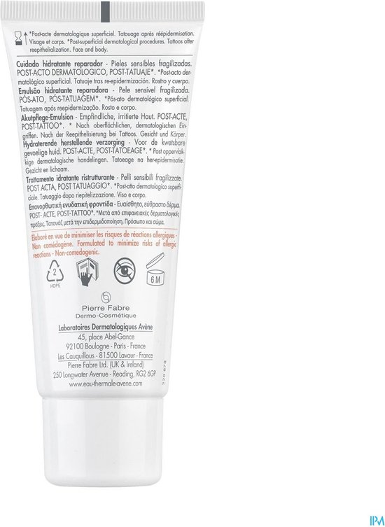 Tube achterkant met productinformatie, ingrediëntenlijst en logo's.