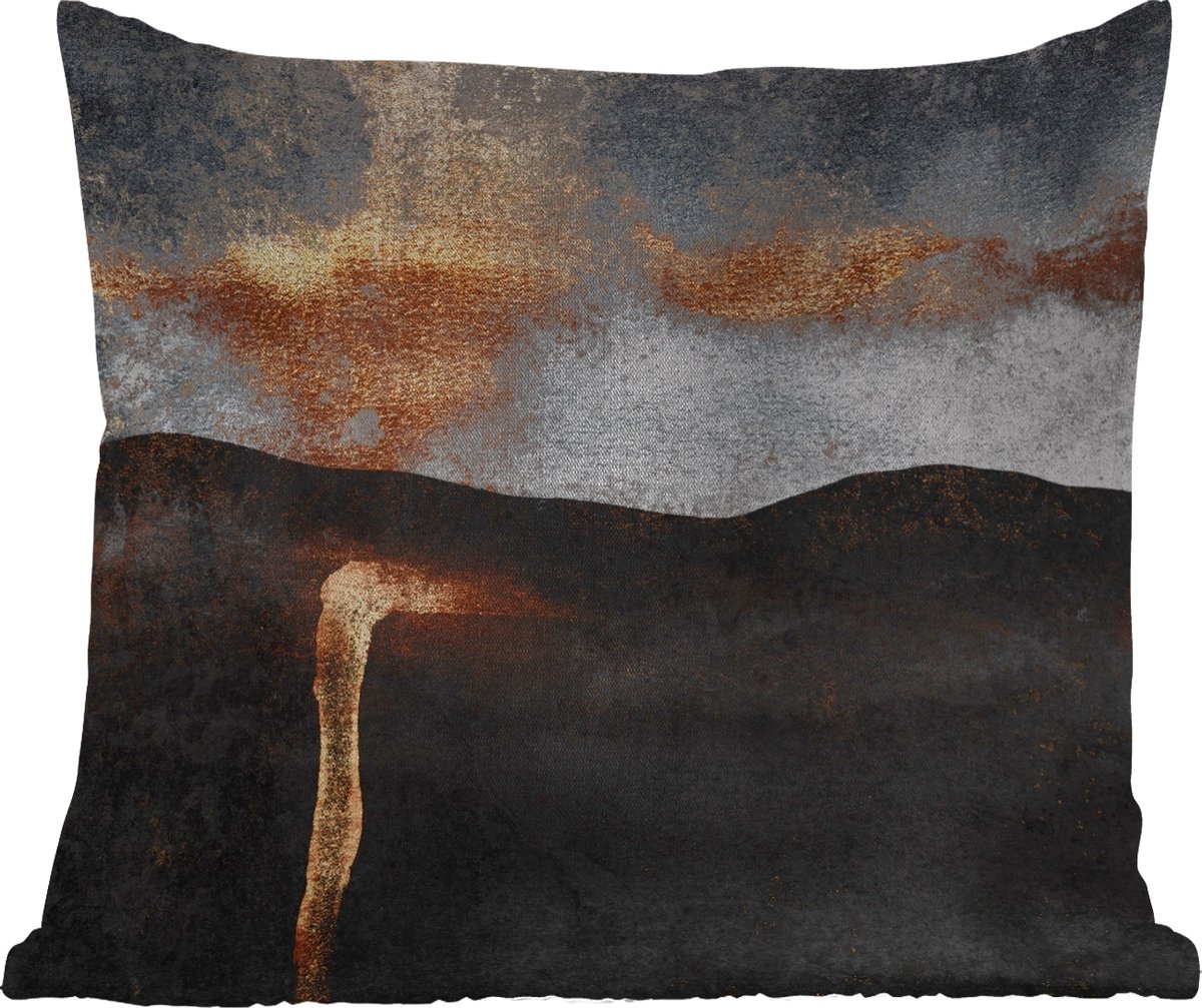 Buitenkussen Weerbestendig - Abstract - Gold - Chic - Zwart - Grijs - 50x50 cm