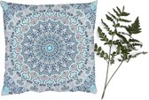 Sierkussens - Kussentjes Woonkamer - 50x50 cm - Bohemian - Blauw - Mandala - Hippie - Flora