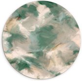 WallCircle - Wandcirkel ⌀ 60 - Kunst - Verf - Groen - Beige - Abstract - Ronde schilderijen woonkamer - Wandbord rond - Muurdecoratie cirkel - Kamer decoratie binnen - Wanddecoratie muurcirkel - Woonaccessoires