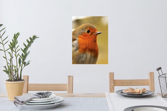 Sticker Muursticker Robin - Gros plan d'un rouge-gorge - 30x40 cm - film adhésif autocollant - sticker mural repositionnable