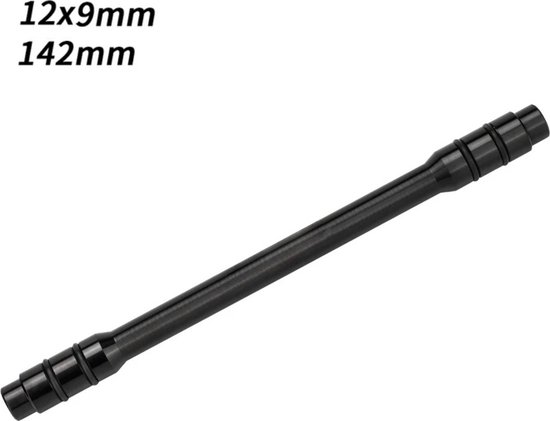 12mm steekas naar 9mm QR Quick Release Adapter - Achter 142mm - Zwart - MTB Cycling