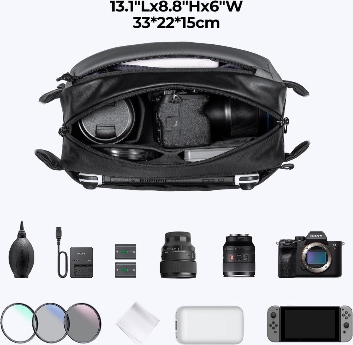 K&F CONCEPT Camera Sling Bag Kleine Crossbody Tas DSLR